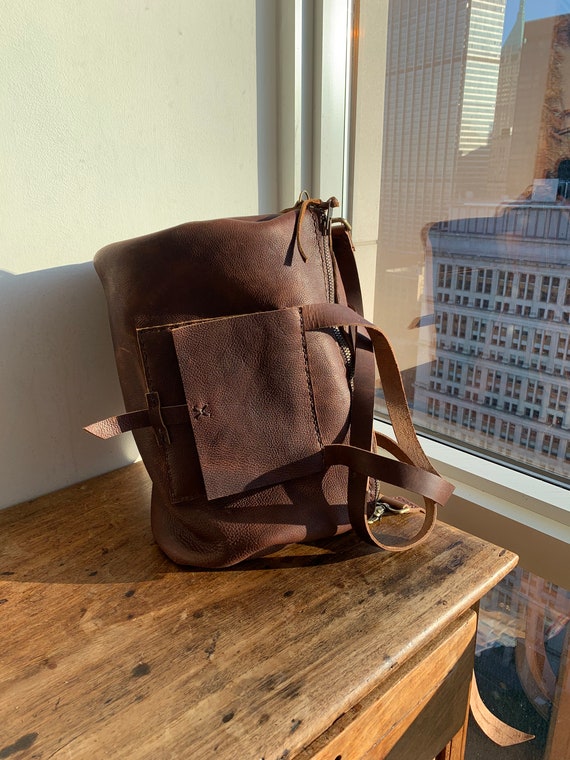 Bordeaux duffle, Crossbody messenger, Handmade leather duffle bag, Leather carry on - Carry All bag