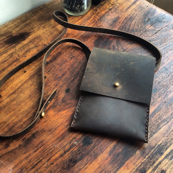 iPhone 12 Case/ Handmade Leather Cross Body Bag / Custom Made iPhone Case / Handcrafted Mini Pouch / Handstitched Leather Goods