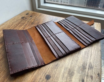 Custom wallet, Large leather trifold wallet, Handmade leather wallet