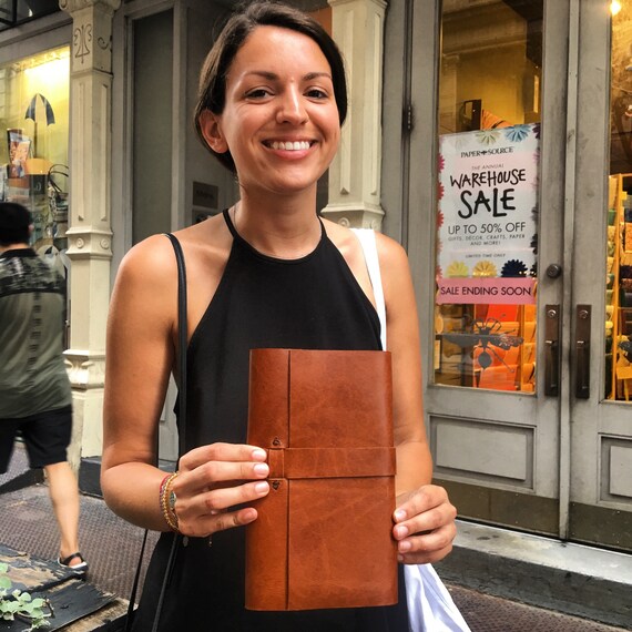 Handmade leather journal, A5, 6 x 8, Moleskine notebook, Medium leather journal, Handstitched, Custom made, Cognac leather notebook, NY made