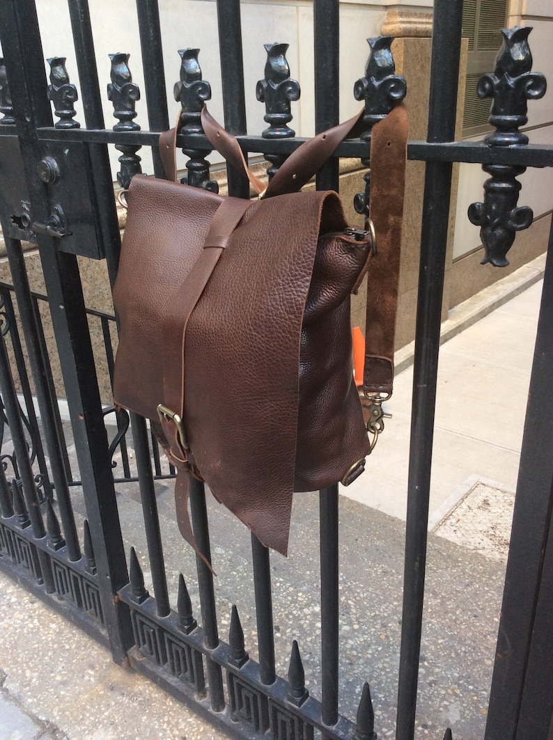 Bison Leather Backpack / Convertible Messenger Bag Backpack - Etsy