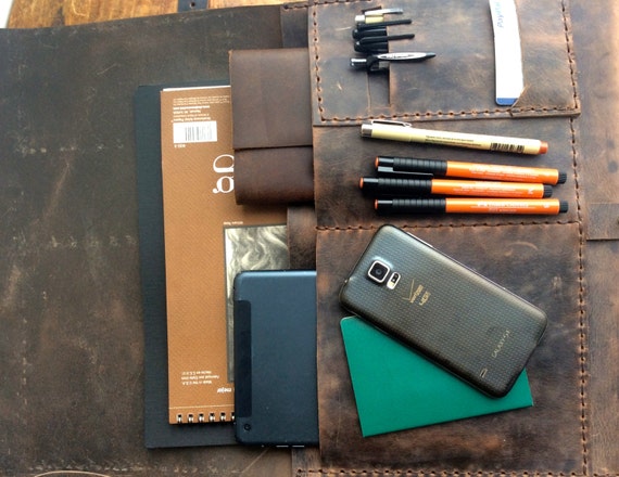 NYC laptop sleeve, Travel laptop case, Document folder, Travel document holder, Pen iPad iPhone pocket, Leather laptop case, Custom made
