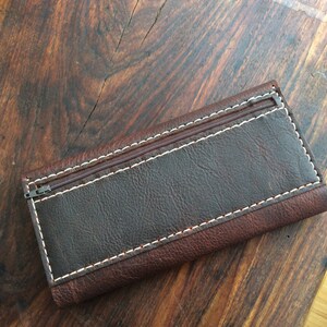 Bison Hand-stitched Trifold Wallet / Handmade Leather Wallets / Custom Handmade Leather Wallet / Bordeaux Bison image 4