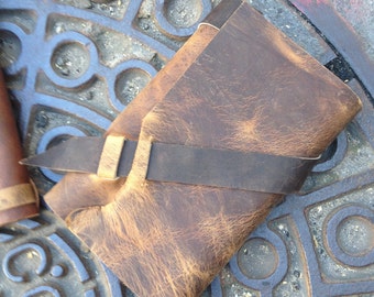 Handmade Distressed Leather Journal, Refillable 6x8 Writing Notebook