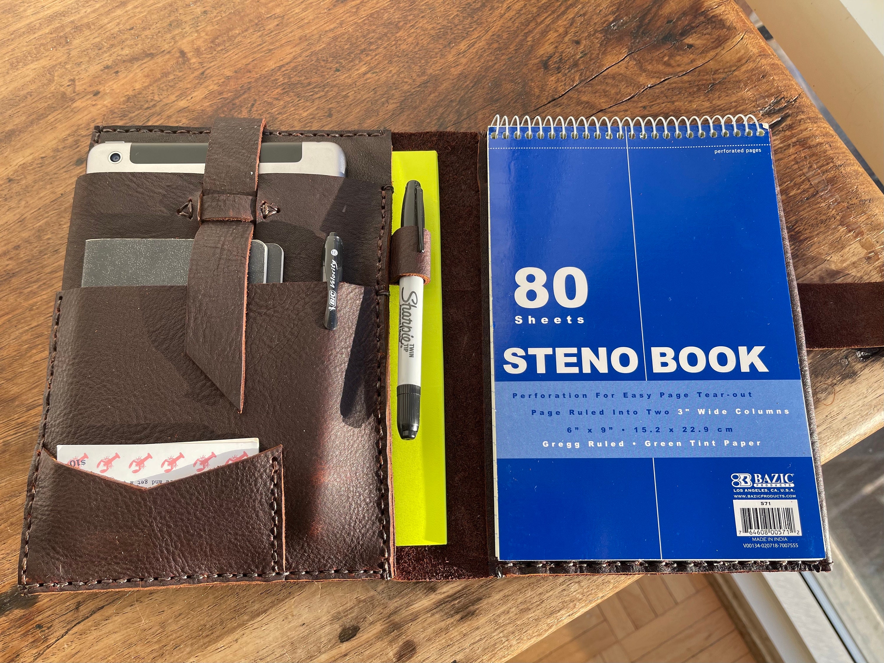 Steno pad holder iPad mini folio 6 x 9 notebook Steno pad Etsy