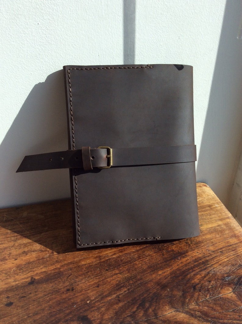 Pocket Notebook / Large Leather Notebook / Large Refillable Journal with Pocket / 8.5 x 11 Paper/ Made by Hand in NY image 2