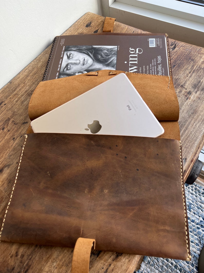Handmade Ipad Padfolio Custom Rugged Leather Ipad Padfolio Etsy