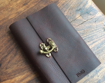 Bordeaux Leather Journal, Handmade Leather Gift, Refillable Leather Journal with Swing Lock
