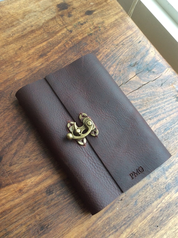Bordeaux Leather Journal, Handmade Leather Gift, Refillable Leather Journal with Swing Lock