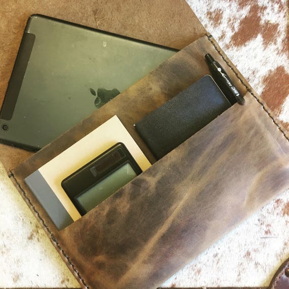 iPad mini case, Leather tablet pocket holder, iPad mini travel case, Slim minimalist tablet cover, Handmade brown leather envelope sleeve