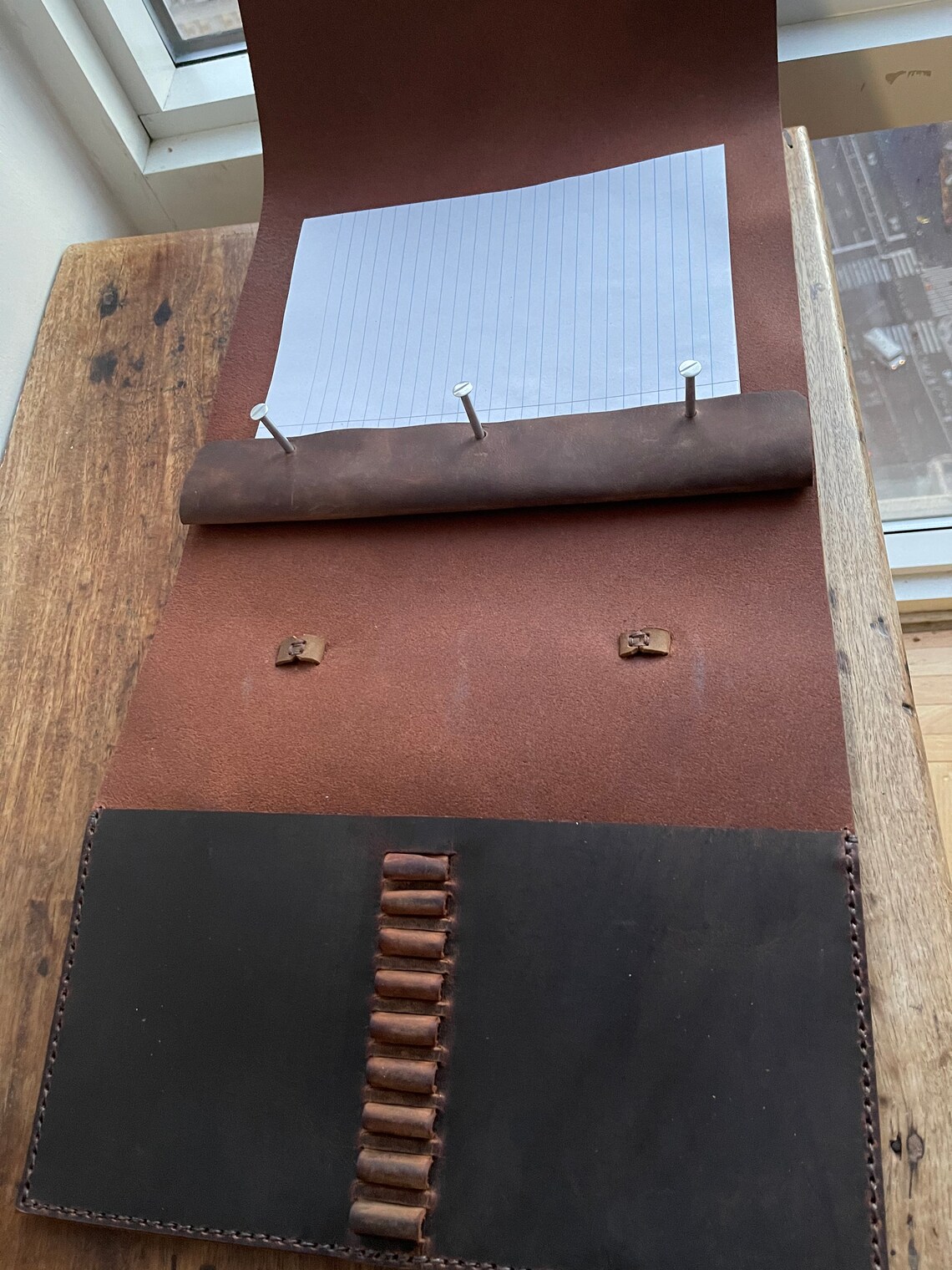 Post binder 8.5 x 11/ Leather screw post binder/ Handmade Etsy España