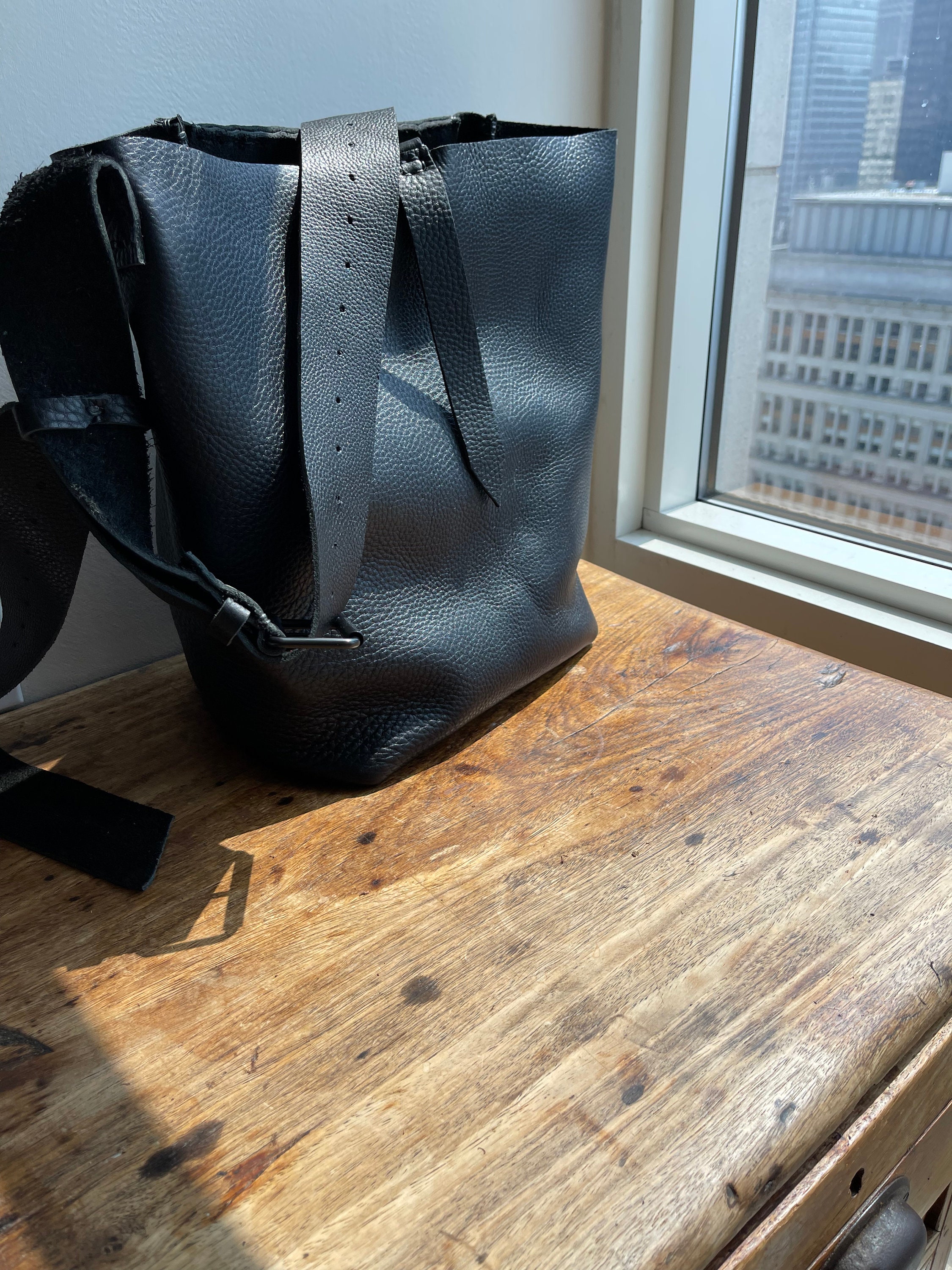 Nolita Tote, Large Leather Tote Bag, Large Laptop Tote, Shoulder Bag, Custom Made by Hand in NYC, Hand Stitched