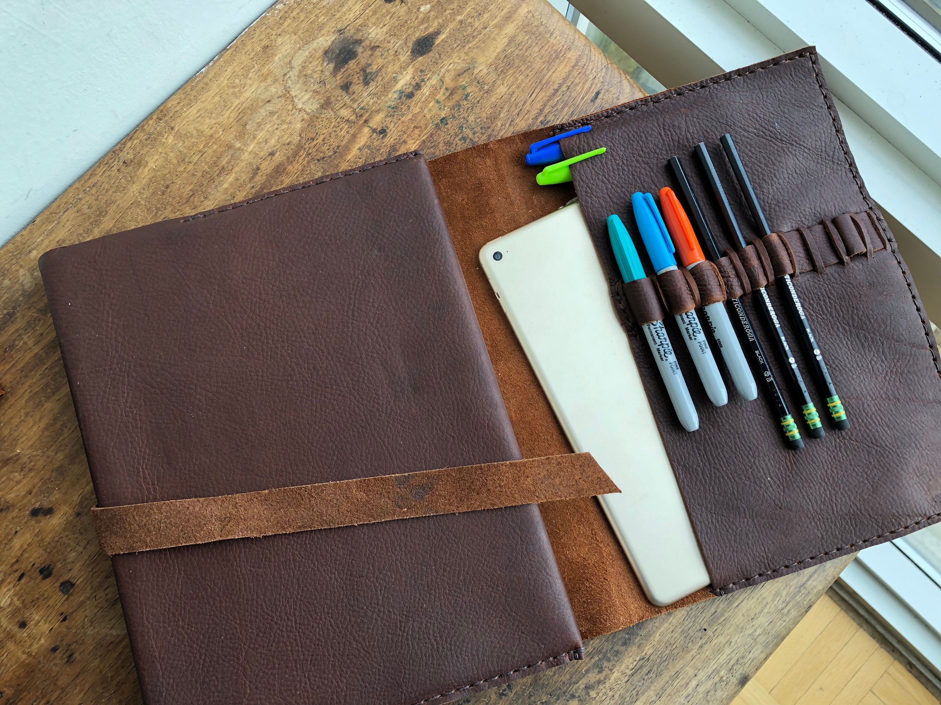 Leather Sketchbook / Refillable Notebook / Drawing Journal / Made in N –  Luscious Leather NYC