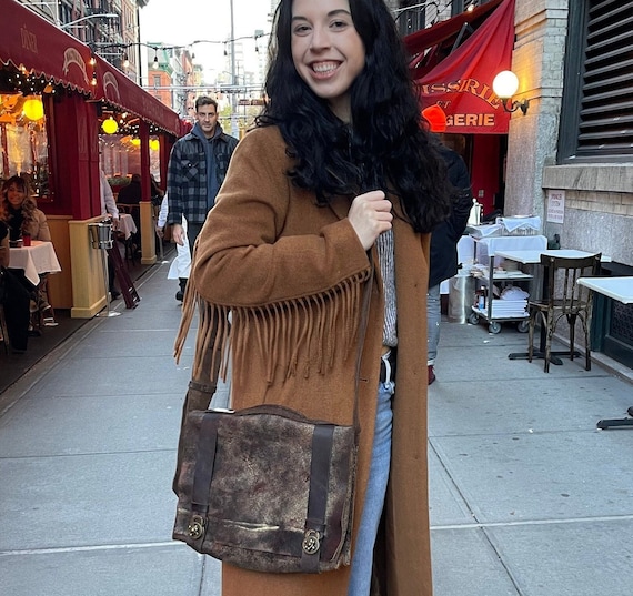 Laptop bag, Computer messenger, Handmade leather laptop satchel, Soft distressed leather, Custom made by hand in NYC