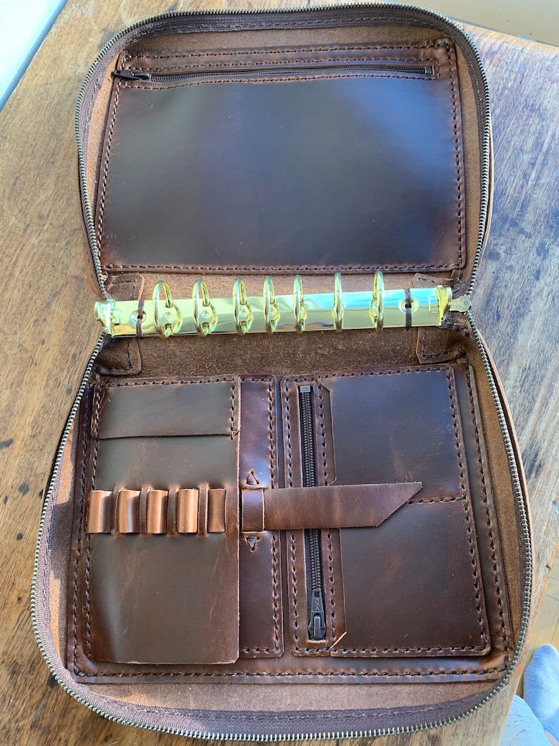 A5 Zipper Planner Mini Binder Notebook Leather Binder A5 Etsy