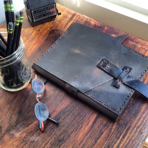 Handmade Leather Trifold Sketchbook Journal with Pen Holder image 7