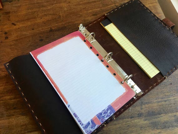 Leather Small 3 Ring Binder 5.5 x 8.5 with 1 Inch Rings Includes Pockets,  Card Slots, and Built-in P…See more Leather Small 3 Ring Binder 5.5 x 8.5