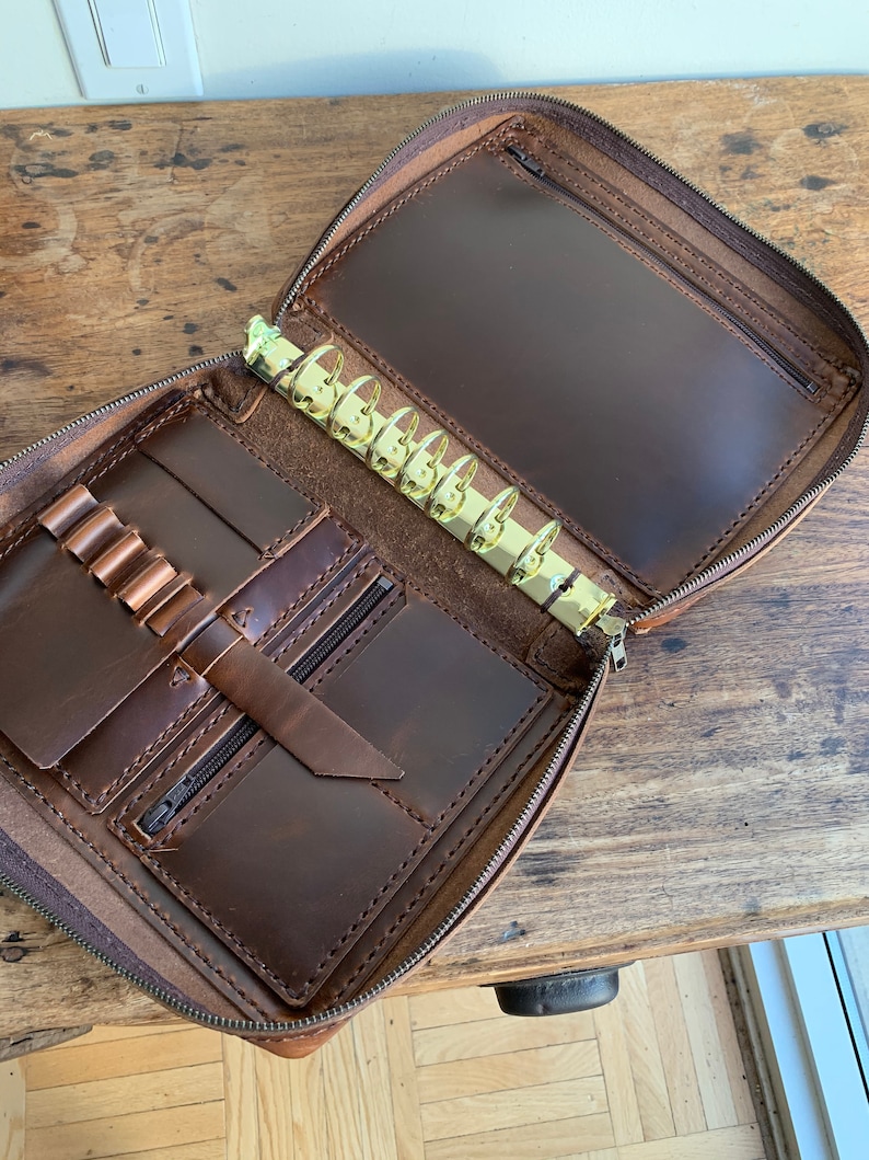 A5 Zipper Planner Mini Binder Notebook Leather Binder A5 Etsy