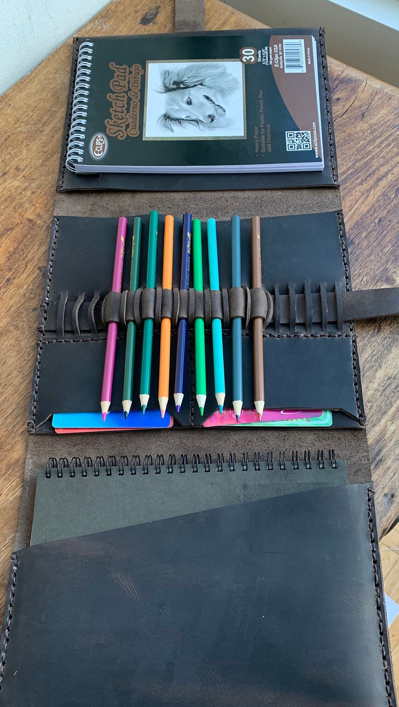Leather Sketchpad Holder / Sketchbook Pencil Case / Art Supply Etsy