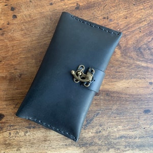 Double iPhone Case / Black leather Phone Case /  Double iPhone Cover / 2 Phone Holder