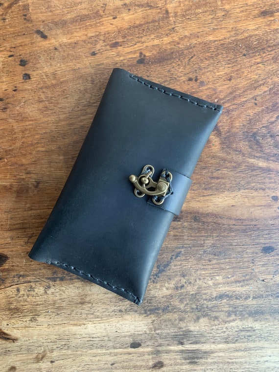 Double iPhone Case / Black leather Phone Case /  Double iPhone Cover / 2 Phone Holder