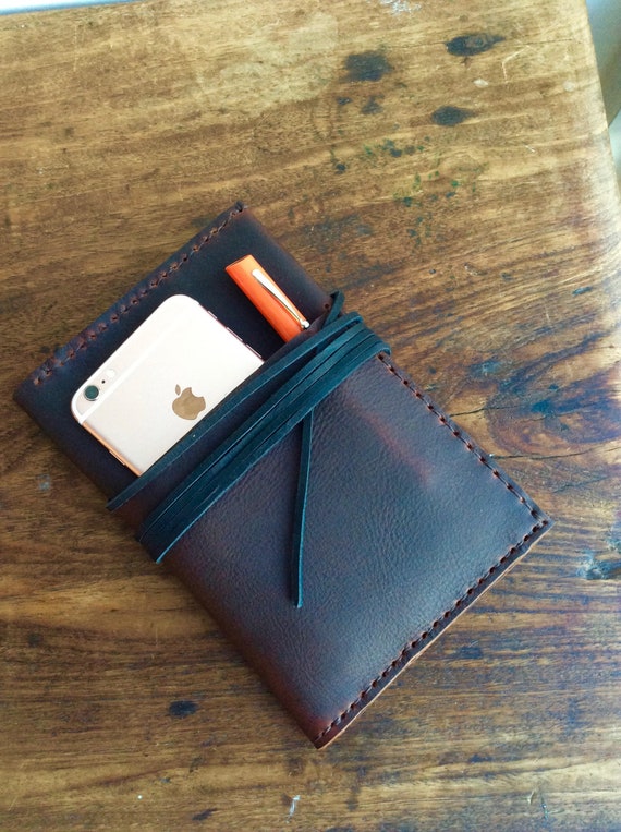 Leather travel organizer passport / Wallet notebook combo / Wallet with phone holder / Leather passport case