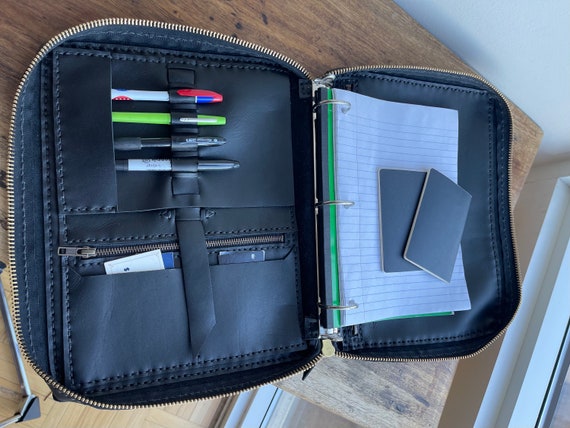 Mulberry Binder / Leather Planner Organizer Binder with Zipper / Leather Portfolio with Zipper / Hand stitched Leather Made by Hand
