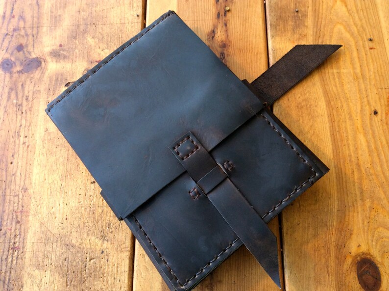 Left Handed Leather A5 Notebook Portfolio, Handmade iPad Mini Folio bild 4