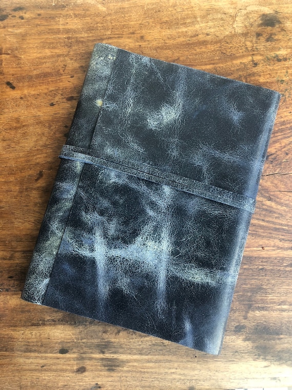 Composition book /  Soft leather blue notebook  / Refillable leather Journal  / Distressed Blue leather
