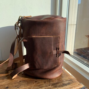 Bordeaux duffle, Crossbody messenger, Handmade leather duffle bag, Leather carry on Carry All bag image 4