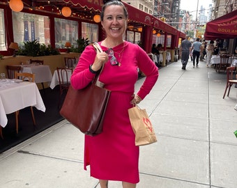 Burnt Sienna Tote / Leather Shoulder Tote Bag / Minimalist Leather Tote / Made by Hand in NYC