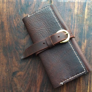 Cartera de tres pliegues cosida a mano de Bisonte / Carteras de cuero hechas a mano / Cartera de cuero hecha a mano personalizada / Bisonte de Burdeos
