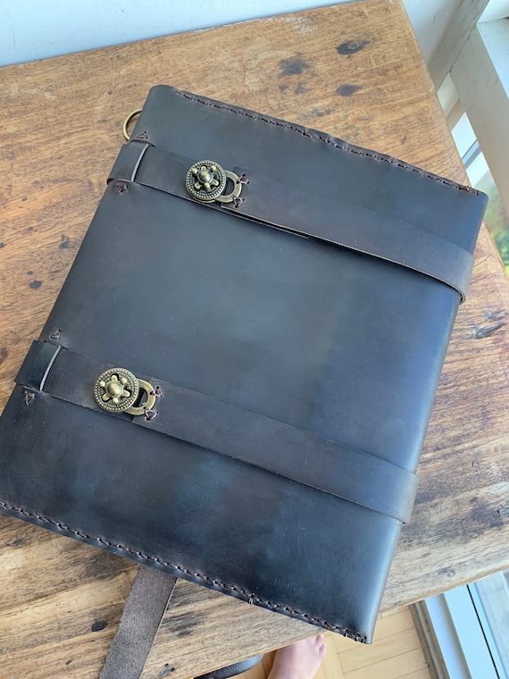 Sketchpad Holder / Leather Sketchbook Case with Pen/Pencil Holders / Leather Portfolio Bag