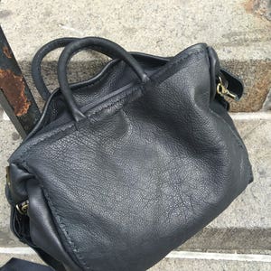 Zippered tote bag, Large black tote, Soft black crossbody bag, Large leather tote bag, Large crossbody bag