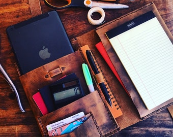 Leather mini padfolio, Small portfolio, Mini iPad folio, Cool iPad cases, iPad mini organizer case, Small planners and organizers