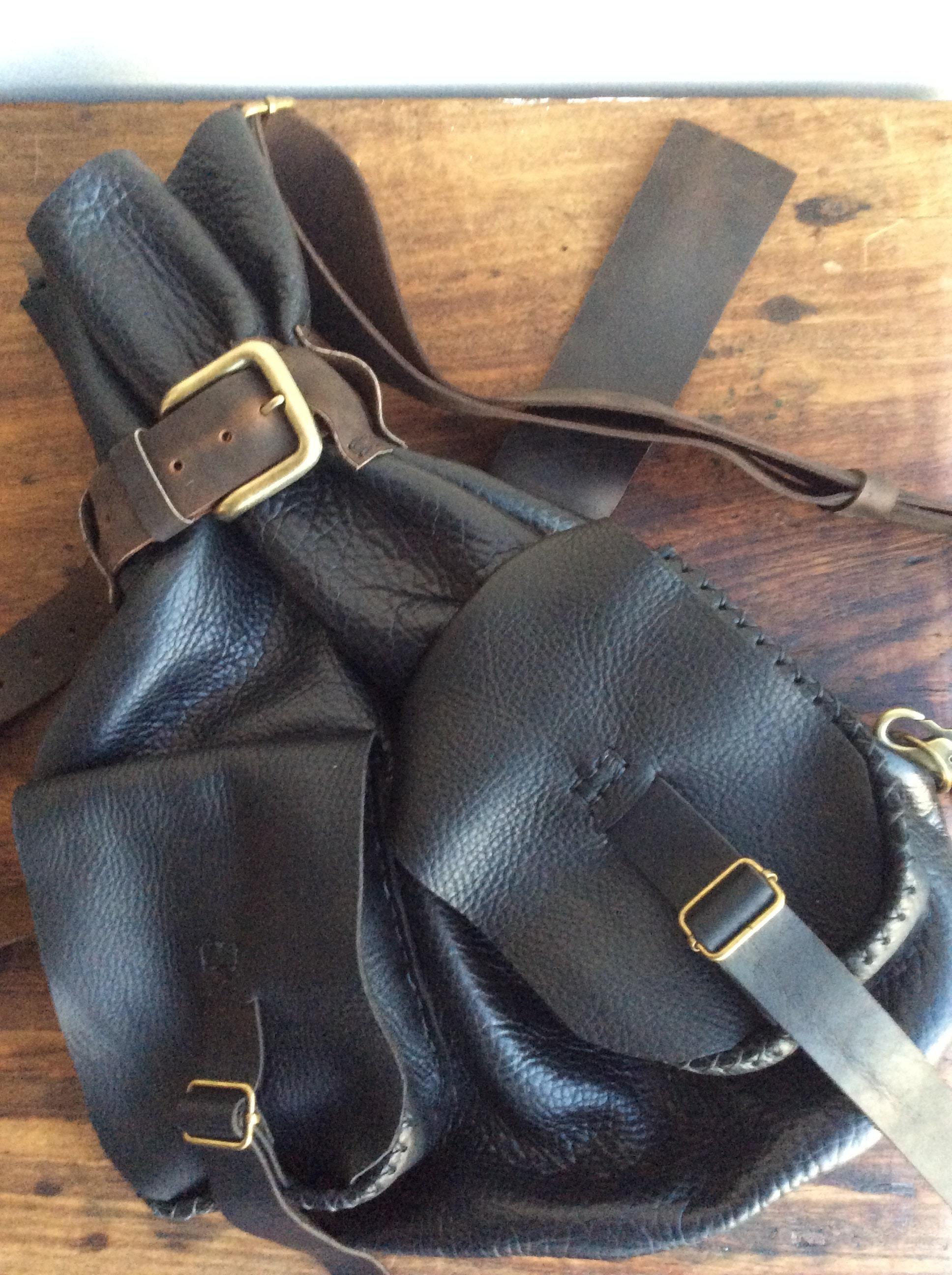Soft Leather Backpack Purse / Backpack Handbag Combo / Black ...
