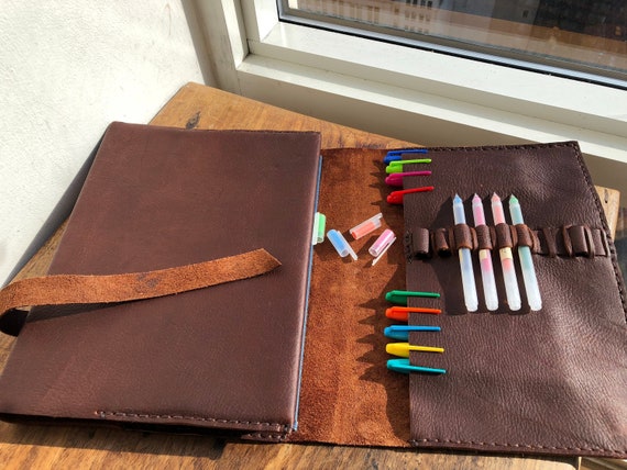 Leather refillable sketchbook, Large brown leather 8.5 x 11 custom notebook cover, Creative sketchbook ideas handmade leather sketch journal