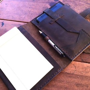 Left Handed Leather A5 Notebook Portfolio, Handmade iPad Mini Folio bild 1