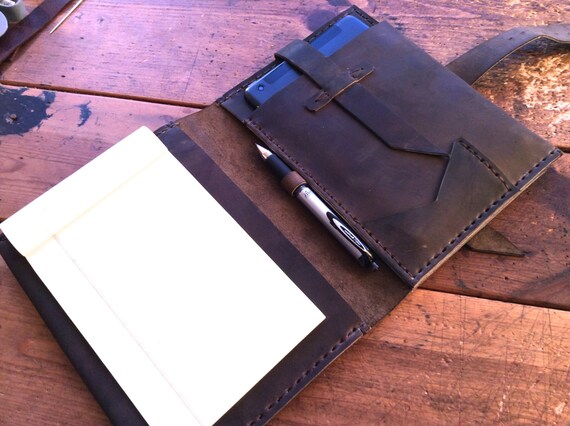 Left handed leather portfolio, A5 Notebooks for lefties, Left handed folio, Handmade iPad mini leather notebook, Small portfolio a5 custom
