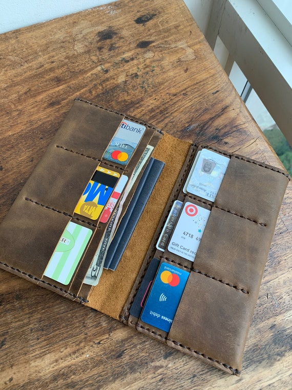 Large slim wallet, Minimal leather wallet