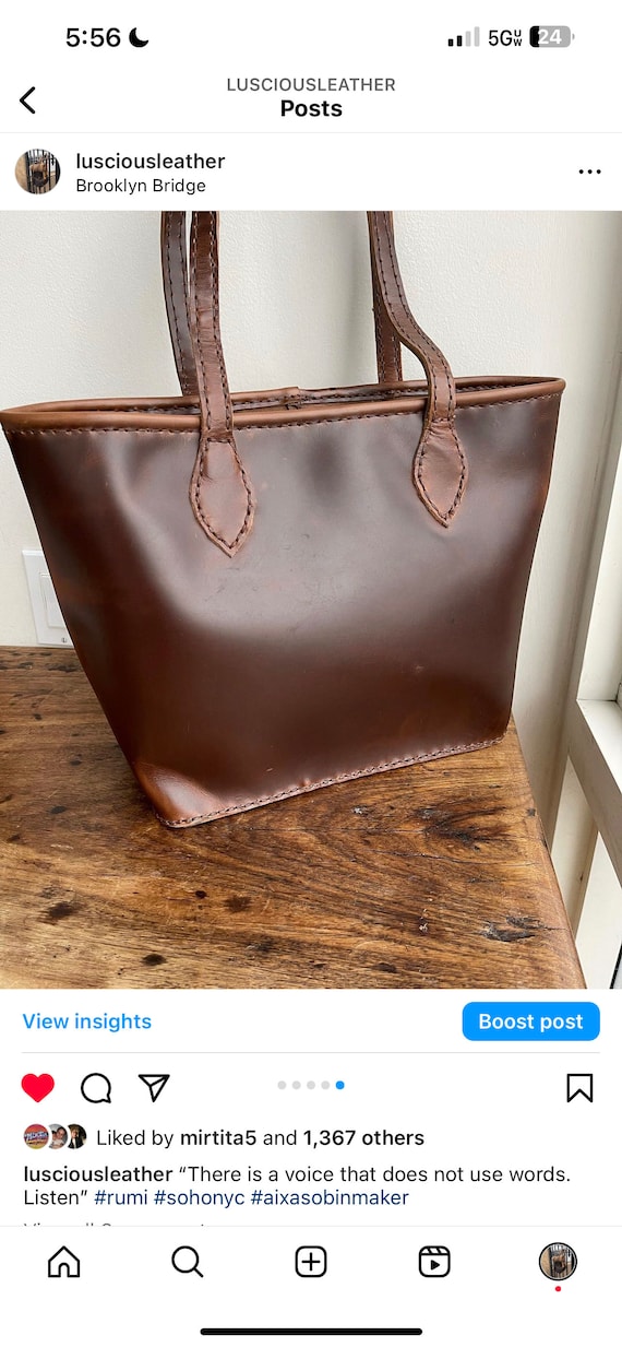Large Tote Bag / Custom Never Full / Handmade Leather Bag