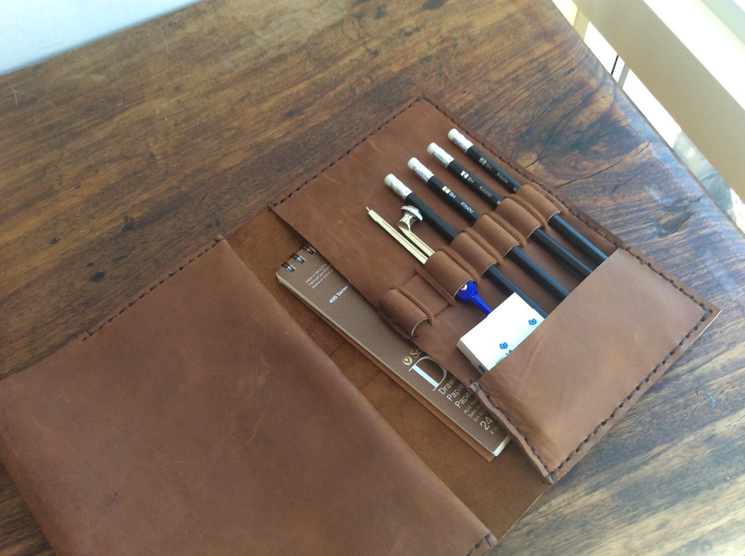 Sketchbook Pencil Case / Refillable Leather Journal / Pencil Etsy