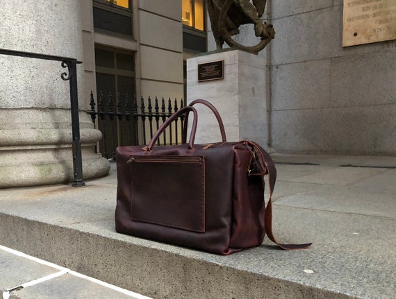 Duffle bag / Brown leather duffle / Leather duffle made in the USA