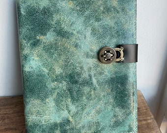 Jade Notebook / Large leather Journal / Refillable Leather Notebook / A4 Diary / Made by Hand