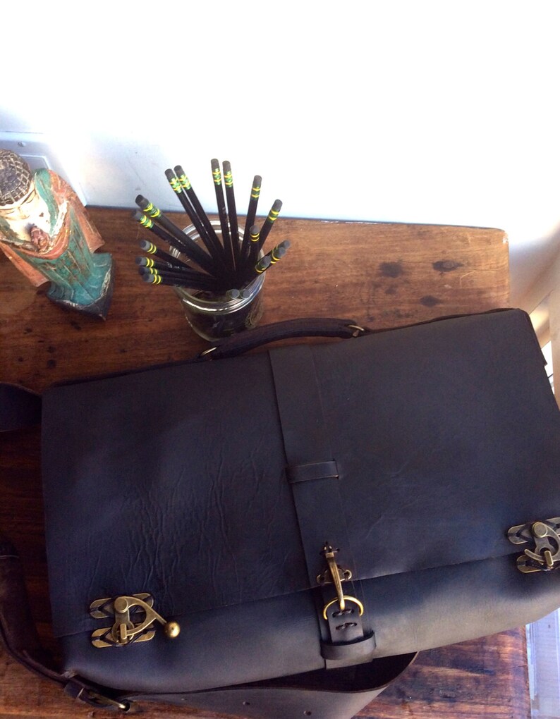 Large Computer Bag 17 Laptop Satchel Leather Work Bag Etsy