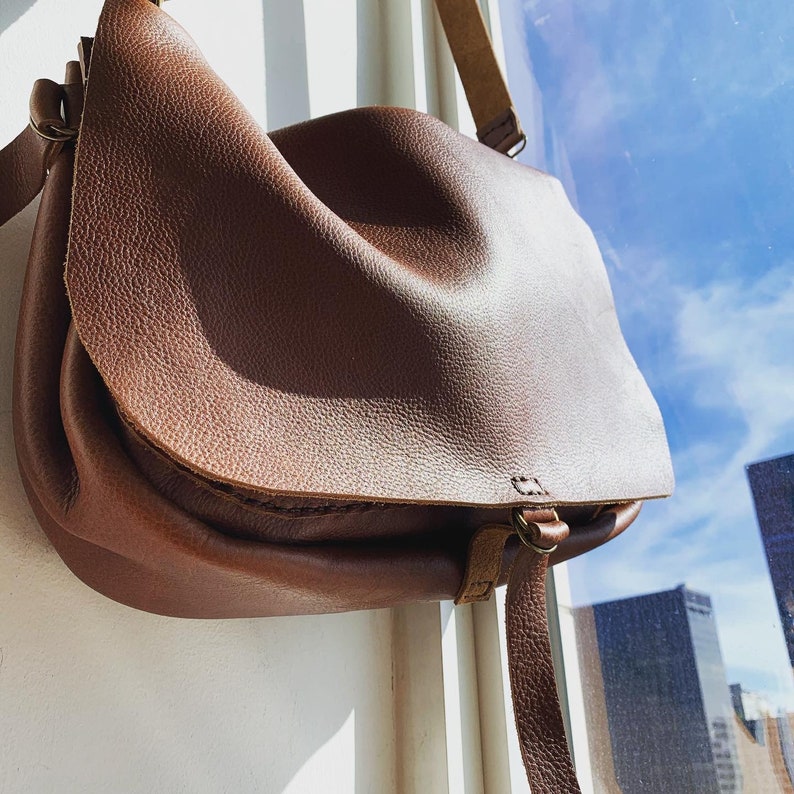 Leather crossbody bag, Brown leather hobo bag, Soft leather slouchy satchel, Crossbody handbag, Made in NY city image 9