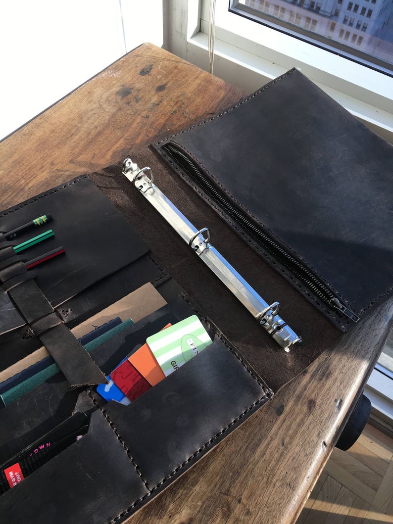 organizer-binder-leather-portfolio-folder-notepad-holder-etsy