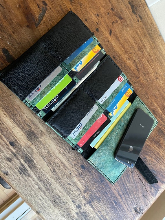 Jade Trifold / Ladies travel wallet / Large leather wallet organizer /