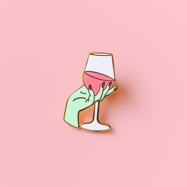 Sassy Flair: Wine Time Enamel Lapel Pin - Button