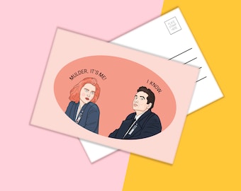 X-Files SCULLY and MULDER "Mulder, it's me!" "I know." Postcard - 4 inches x 6 inches - 90s Television - Greeting Cards - Snail Mail